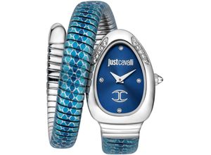 4894626214967 - Quarzuhr JUST CAVALLI TIME Pelle Solo JC1L251M0015 Armbanduhren blau (silberfarben dunkelblau) Damen Quarzuhren