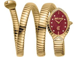 4894626264146 - Quarzuhr JUST CAVALLI TIME Signature Snake Armbanduhren goldfarben (goldfarben rot) Damen Armbanduhr Damenuhr Kristallsteine