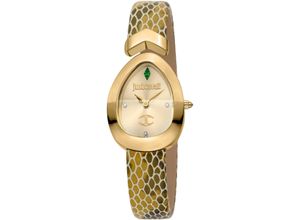 4894626264337 - Quarzuhr JUST CAVALLI TIME Signature Snake Armbanduhren goldfarben (grün) Damen Armbanduhr Damenuhr Kristallsteine Armband in Spangenform