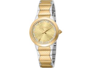 4894626264733 - Quarzuhr JUST CAVALLI TIME Animalier Armbanduhren goldfarben (silbergoldfarben champagnerfarben) Damen Armbanduhr Damenuhr Kristallsteine analog Edelstahlarmband