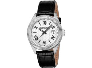 4894626265785 - Quarzuhr ROBERTO CAVALLI Uomo Classico III Armbanduhren schwarz (schwarz silberfarben) Herren Armbanduhr Herrenuhr Lederarmband analog Tag