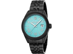 4894626265839 - Quarzuhr ROBERTO CAVALLI Uomo Classico III Armbanduhren schwarz (schwarz hellblau) Herren Armbanduhr Herrenuhr Edelstahlarmband analog Tag