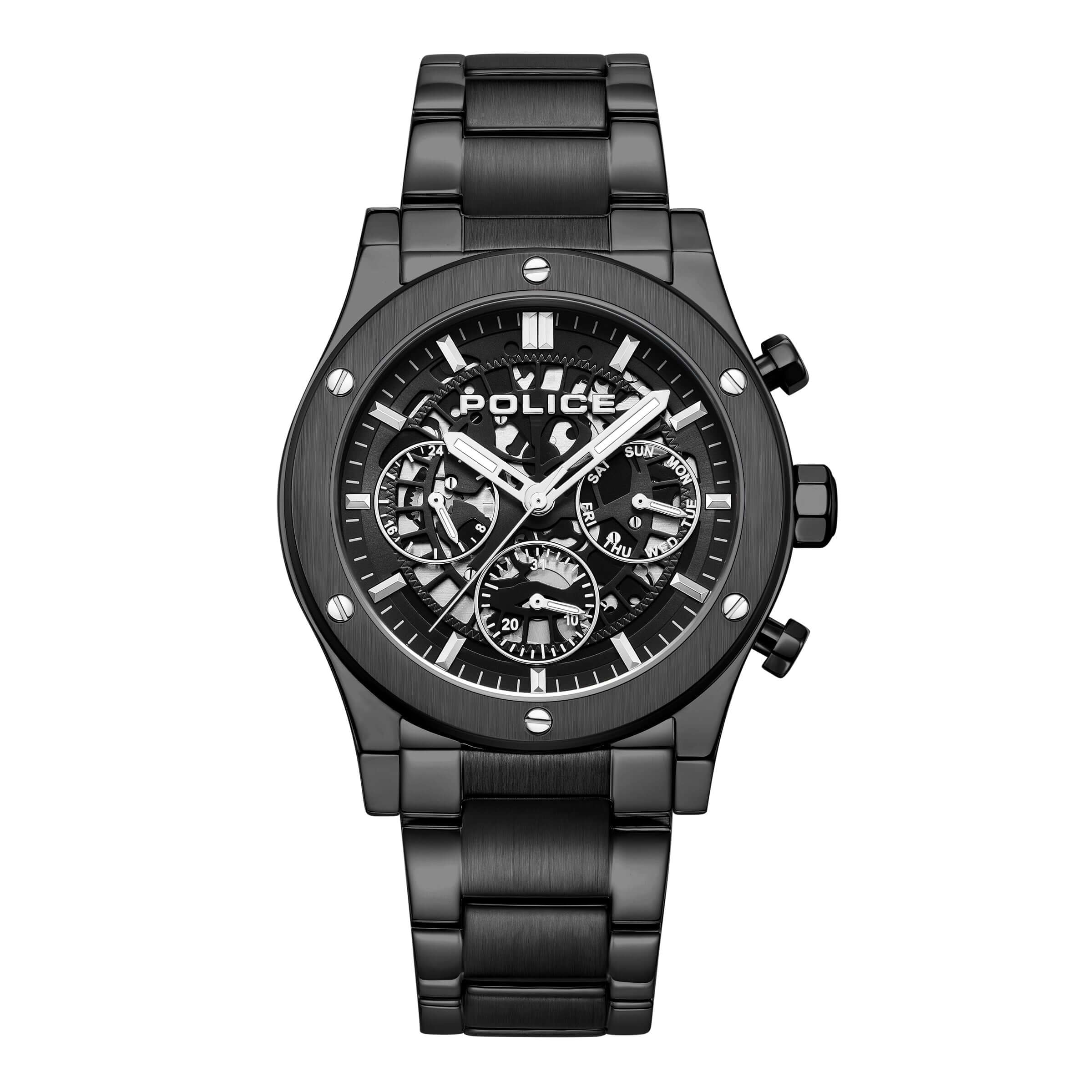 4894816092054 - Herren Chronograph Uhr 44mm Schwarz Edelstahl Armbanduhr Herrenuhr Chronographen