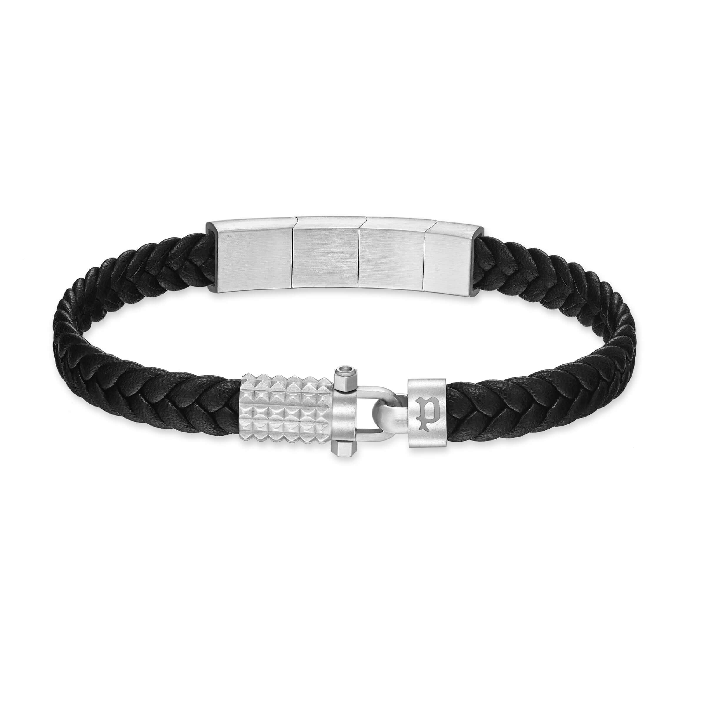 4894816139100 - Herren Armband Leder Edelstahl Schwarz Herrenarmband Lederarmband Lederband Herren Leder Armband Leder