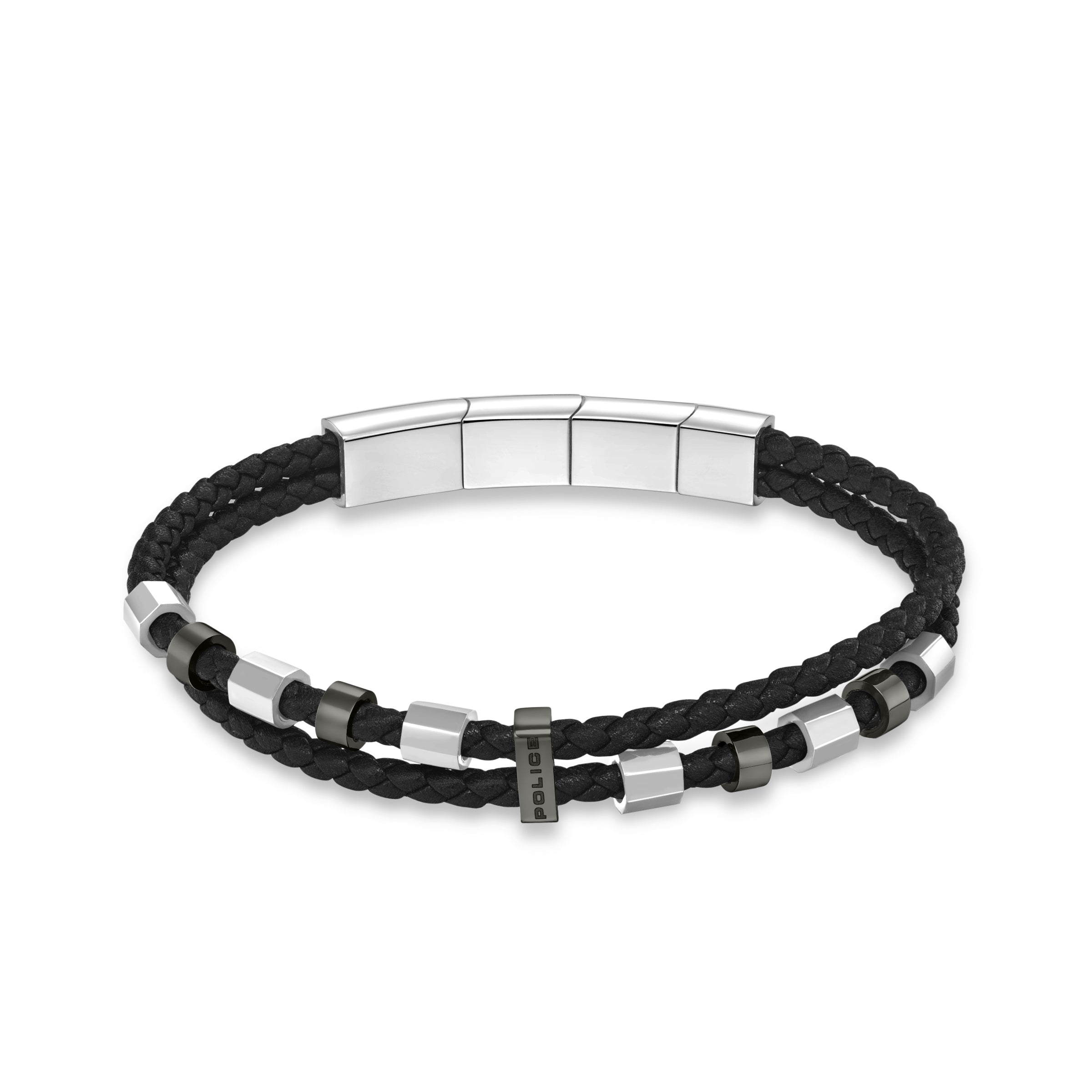 4894816139186 - Herren Armband Leder Schwarz Silber Edelstahl Herrenarmband Lederarmband Armband Leder Herren