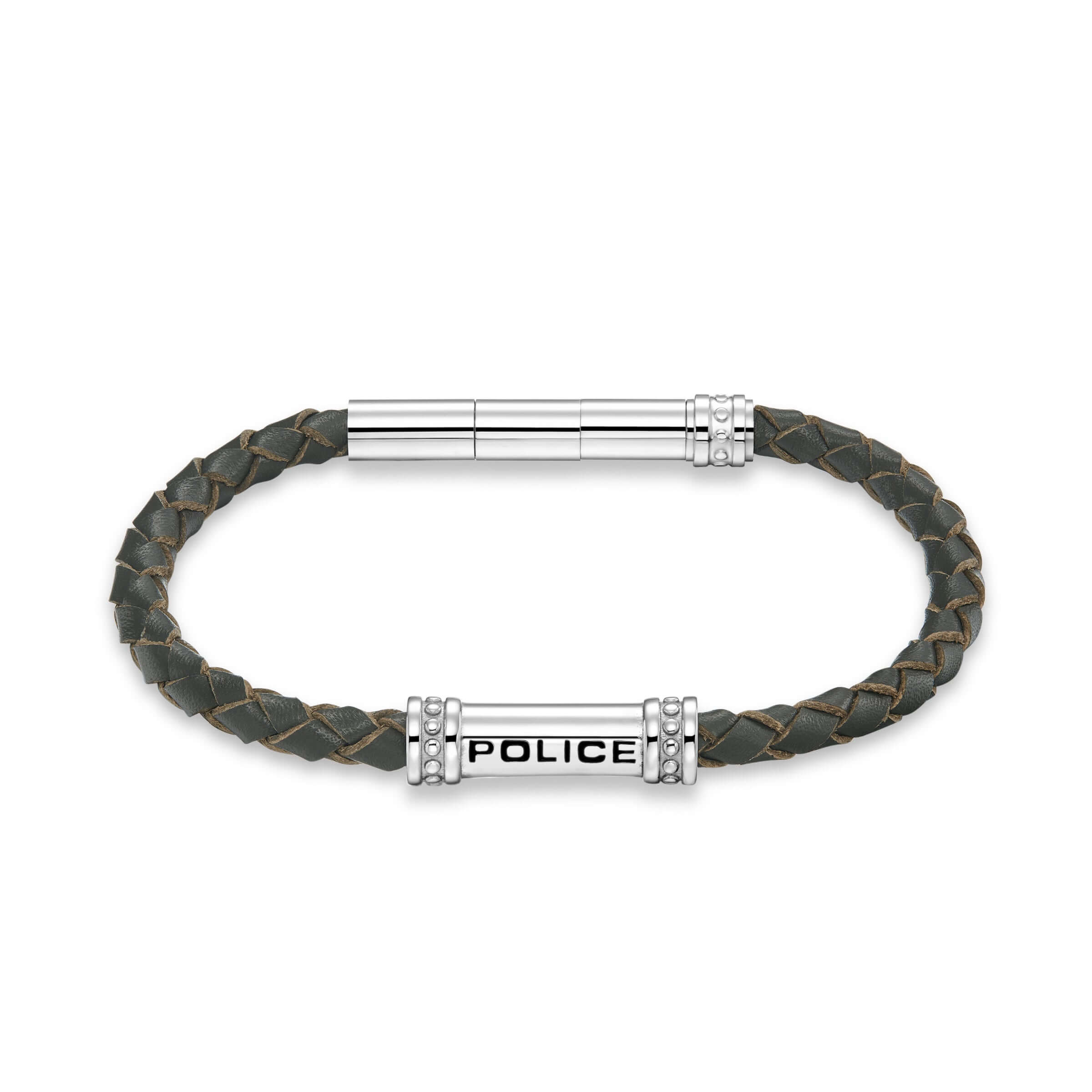 4894816139407 - Herren Armband Leder Edelstahl Grau - Armbänder Herren Leder - Armbänder Herren Edelstahl