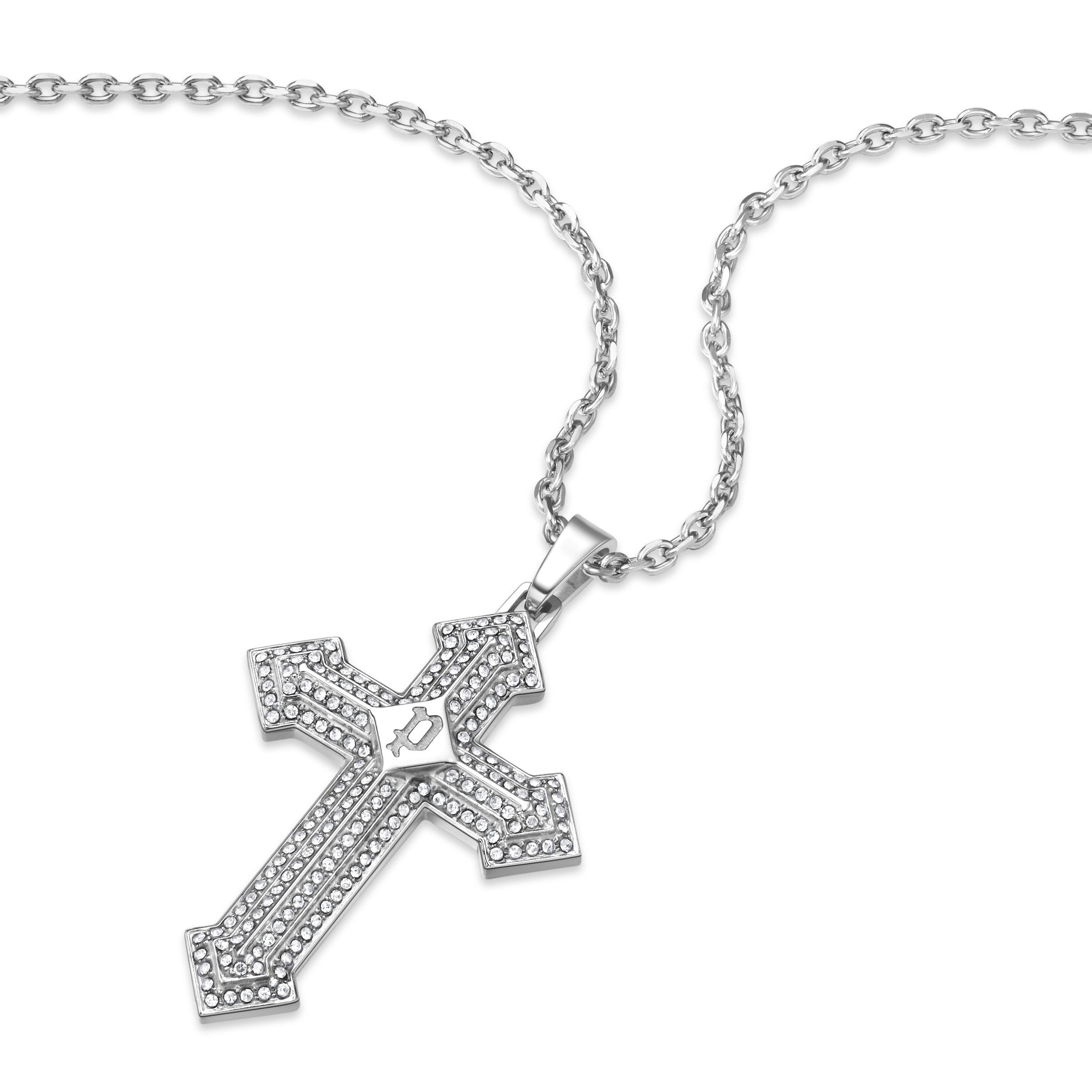 4894816139476 - Herren Kette Halskette Silber 50 cm Edelstahl Kreuz Anhänger Herrenkette Silber Kette Halskette Herren Schmuck