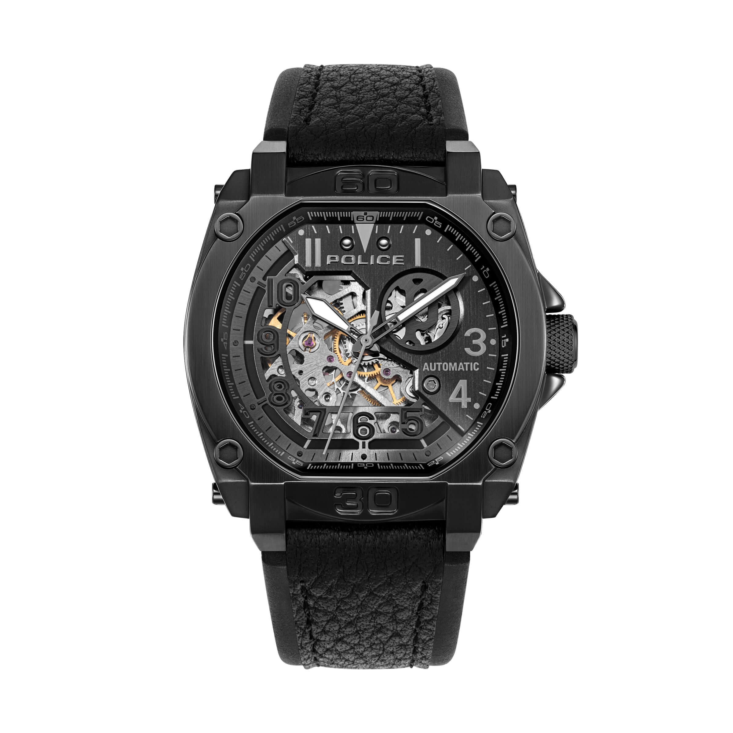 4894816142278 - Herren Uhr Armbanduhr Analog Automatik Leder Schwarz