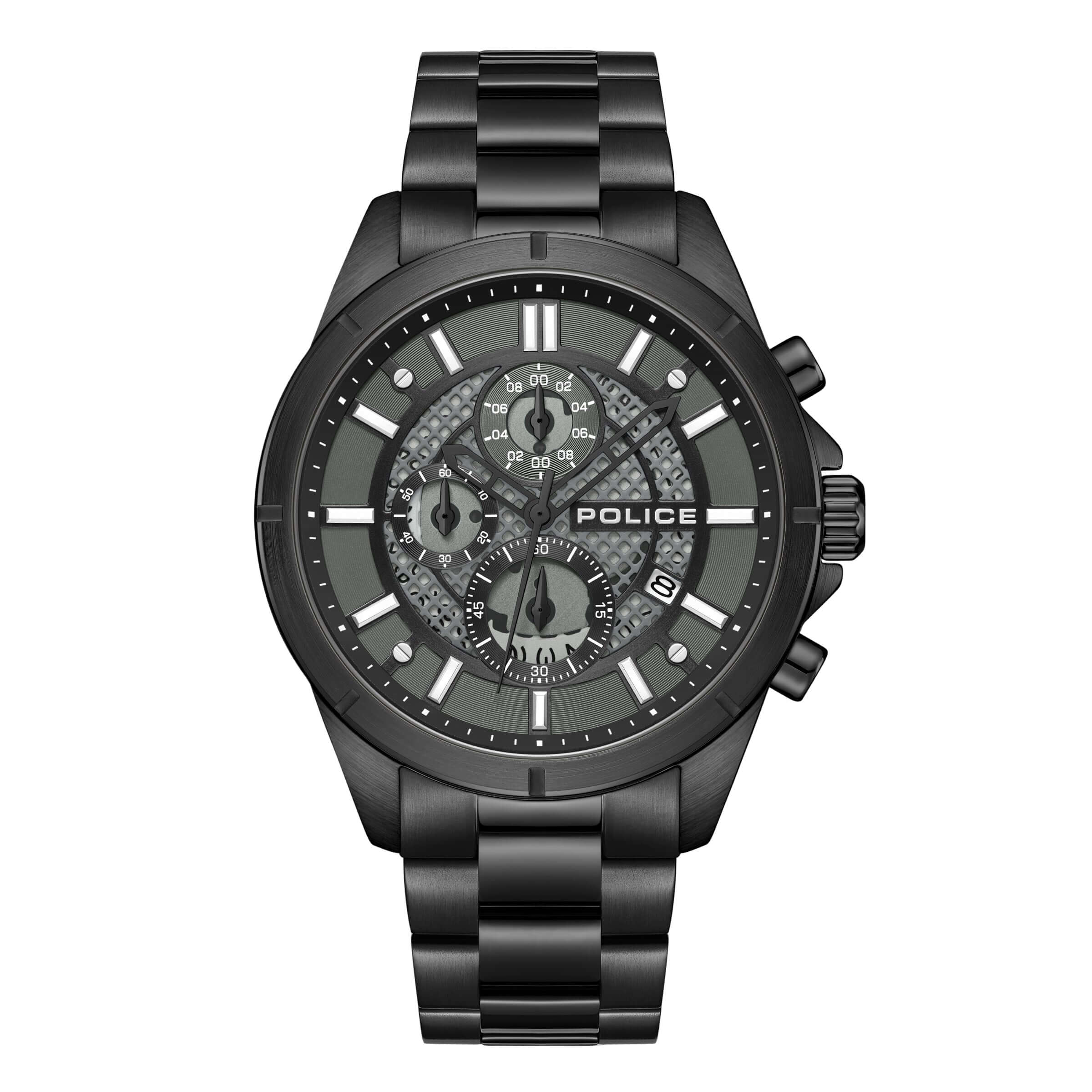 4894816145170 - Herren Chronograph Uhr Schwarz Grau 44mm Edelstahl Armbanduhr Herrenuhr Chronographen Herren