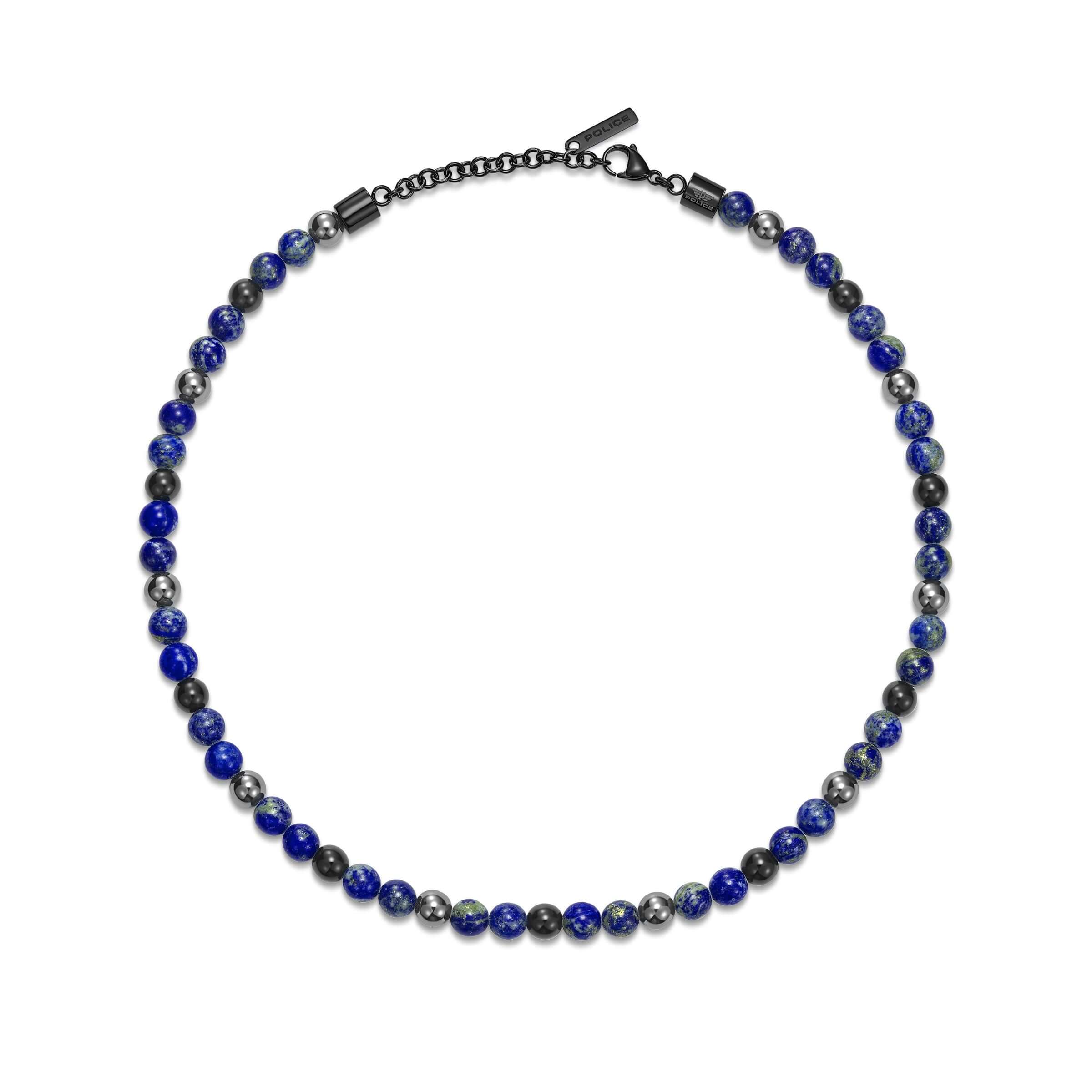 4894816149178 - Herren Halskette Lapislazuli Hematit Schwarz Blau Perlen Kette Halsband Schmuck Herrenkette