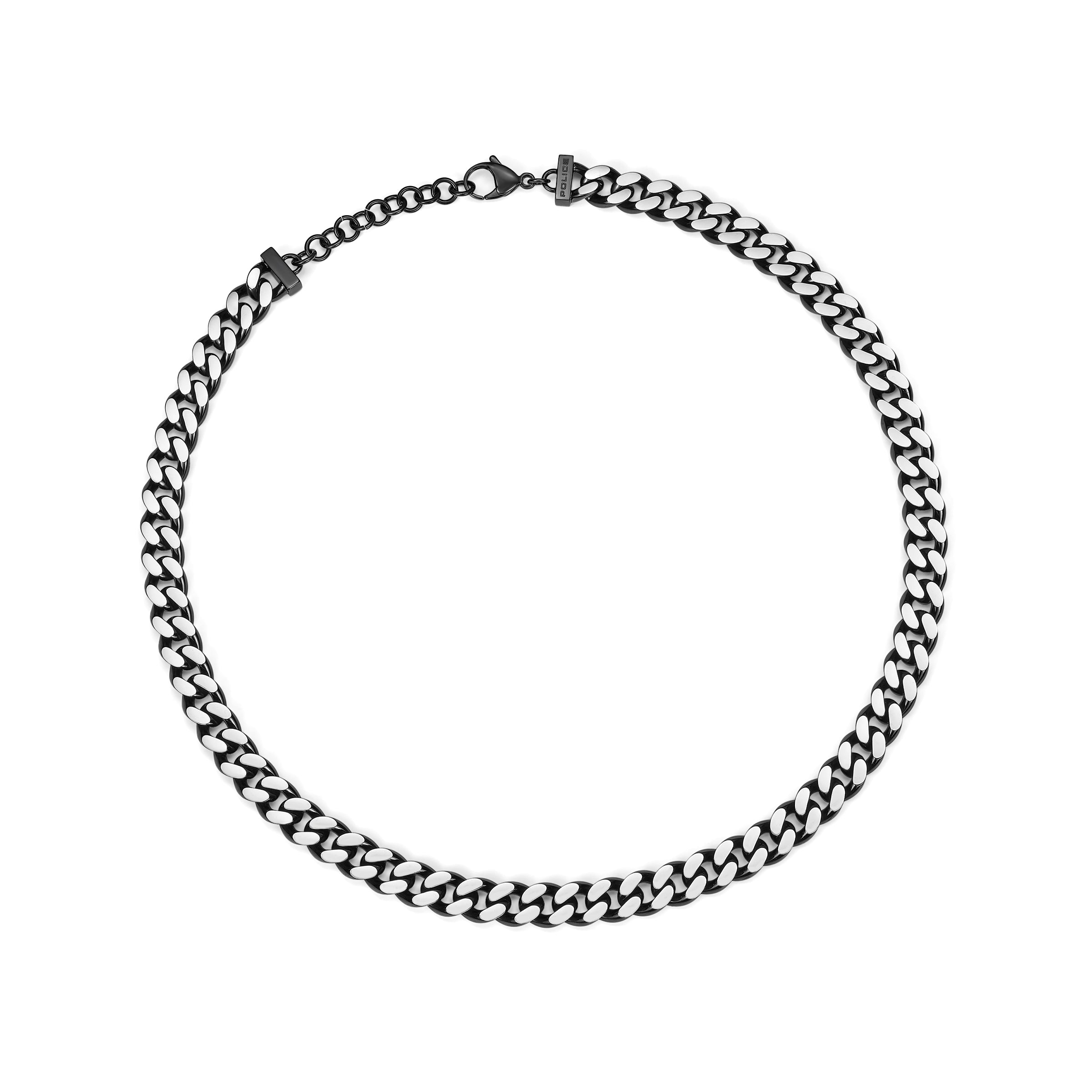 4894816149390 - Herren Kette Halskette Gliederkette Silber Schwarz Edelstahl