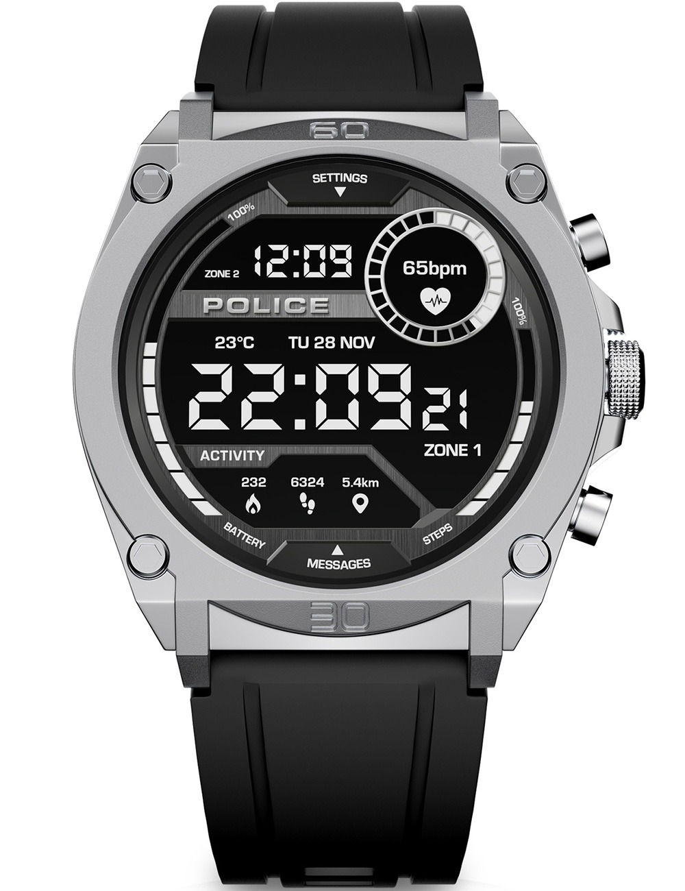 4894816151799 - Herren Smartwatch Schwarz Silber Edelstahl Silikon Armband Smartwatch Fitness Tracker Herzfrequenzmesser Digital Uhr