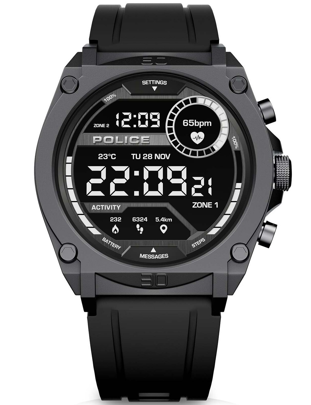 4894816151805 - Herren Smartwatch mit Pulsmessung Aktivitäts-Tracker Schwarz Einheitsgröße Silikon Edelstahl Sportuhr Fitnessuhr Smartwatch Männer