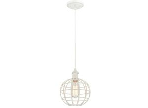 4895105609793 - - Pendelleuchte Kugel Käfig weiß mit 1 Lampe