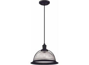 4895105610850 - - Pendelleuchte Retro Schwarz und Klarglas mit 1 Lampe