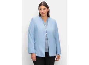 4895159846021 - Große Größen Kragenloser Blazer mit Hakenverschluss bleu Gr40