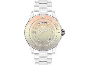 4895173315213 - Quarzuhr ICE-WATCH ICE clear sunset - Yoga Medium DAYDATE 021438 Armbanduhren beige (transparent) Damen Quarzuhren Armbanduhr Damenuhr Datum Wochentag analog Kunststoffarmband