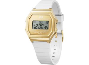 4895173318184 - Chronograph ICE-WATCH ICE digit retro - Small Armbanduhren weiß Damen Quarzuhr Armbanduhr Damenuhr Datum digital Silikonarmband