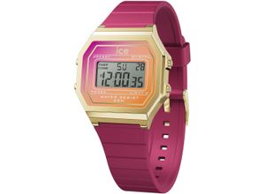 4895173327018 - Chronograph ICE-WATCH ICE digit retro sunset - Small Armbanduhren lila (fuchsia) Damen Quarzuhr Armbanduhr Damenuhr Datum digital Silikonarmband