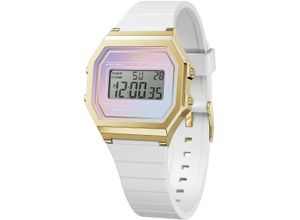 4895173327049 - Chronograph ICE-WATCH ICE digit retro sunset - Small Armbanduhren weiß (weiß lila) Damen Quarzuhr Armbanduhr Damenuhr digital Silikonarmband Stoppfunktion