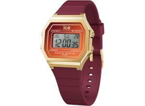 4895173333118 - Chronograph ICE-WATCH ICE digit retro sunset - Small Armbanduhren dunkelrot Damen Quarzuhr Armbanduhr Damenuhr digital Silikonarmband Stoppfunktion