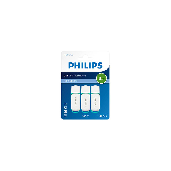 4895185621906 - 3 PHILIPS USB-Sticks Snow weiß 8 GB 4895185621906 PHILIPS 3 St