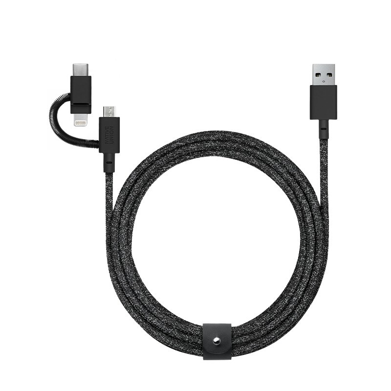 4895200436645 - BELT-ULC-CS-BLK-NP USB Kabel 2 m USB A USB C Micro USB A Lightning Schwarz 4895200436645