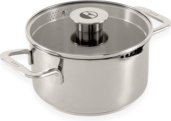 4895218338085 - Classique Edelstahl Kochtopf mit Deckel - Ø 24 cm - Kochtopf - PFAS frei - Induktion