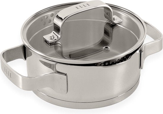 4895218338245 - Modern Edelstahl Kochtopf mit Deckel - Ø 16 cm - Kochtopf - PFAS frei - Induktion
