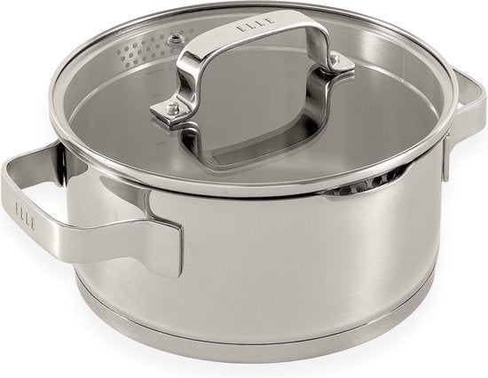 4895218338306 - Modern Edelstahl Kochtopf mit Deckel - Ø 24 cm - Kochtopf - PFAS frei - Induktion