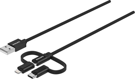 4895229103856 - Ladekabel - 3-in-1 Micro-USB USB-C und Lightning - 12 Meter - Schwarz 4895229103856 - Ladekabel - 3-in-1 Micro-USB USB-C und Lightning - 12 Meter - Schwarz