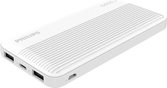 4895229121539 - Powerbank 10000 mAh DLP7719N 04 - 2 USB-A Ausgänge - Micro-USB und USB-C Eingänge - Inkl Micro-USB Kabel - 20 x 11 x 3 CM - Weiß 4895229121539 - Powerbank 10000 mAh DLP7719N 04 - 2 USB-A Ausgänge - Micro-USB und USB-C Eingänge - Inkl Micro-USB Kabel - 20 x 11 x 3 CM - Weiß