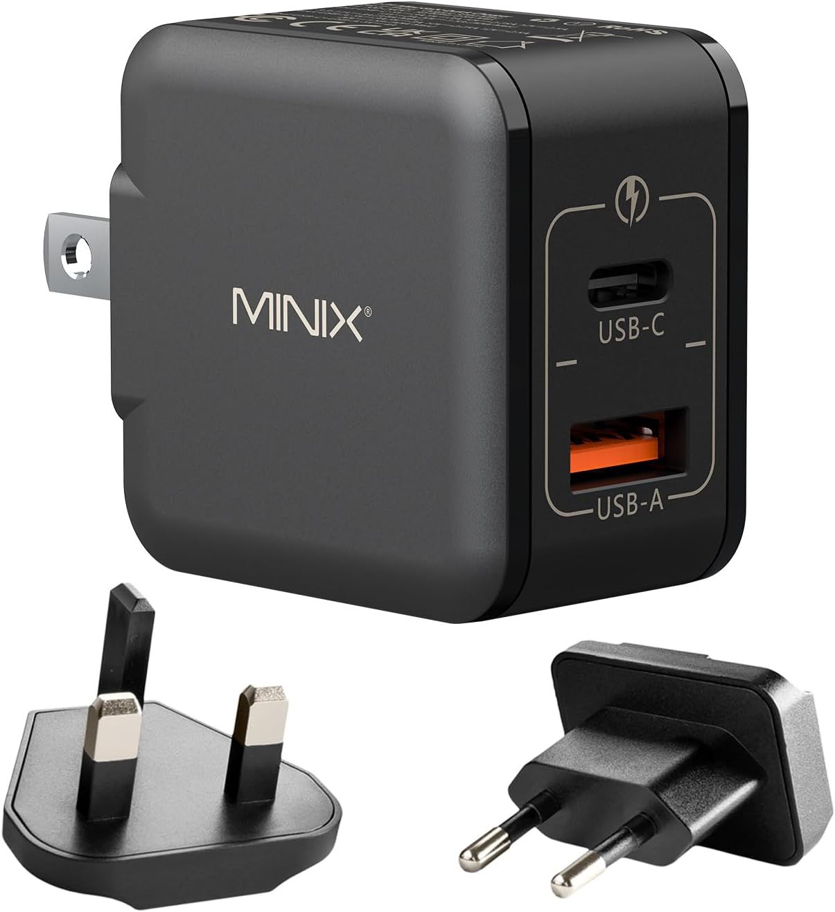 4897016411243 - MINIX P1 Mini 2 Port 33W GaN Schnell-Ladegerät USB-C &  USB-A