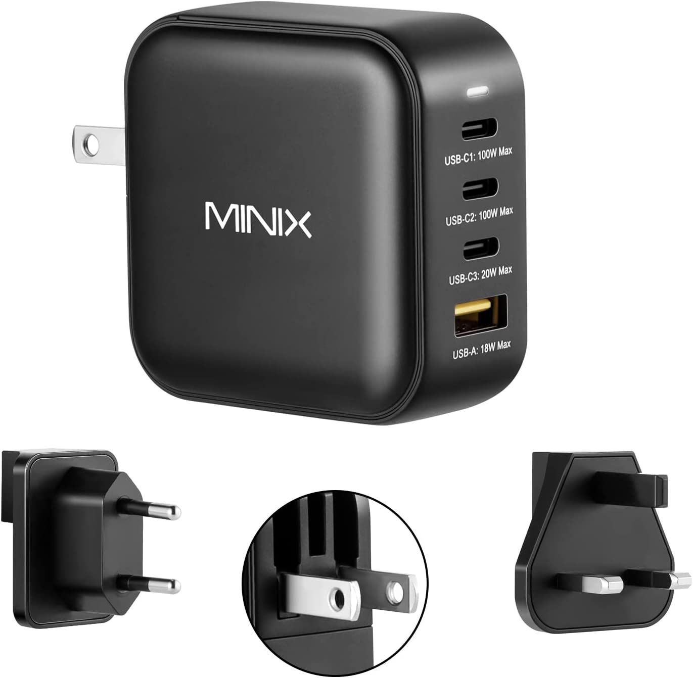 4897016412707 - MINIX NEO P3 100W 4-Port Turbo GaN Ladegerät 3x USB-C 1x USB-A