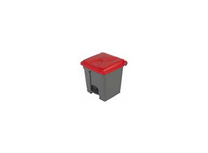 4897020623007 - EUROKRAFTbasic Pedal- Tretabfallsammler Volumen 30 l BxHxT 410 x 435 x 400 mm grau Deckel rot