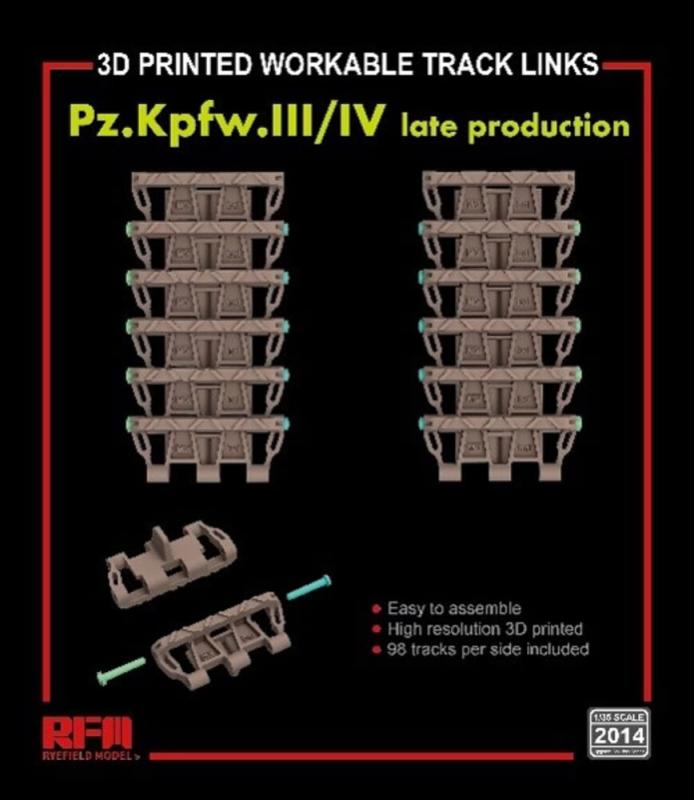 4897062620958 - Workable track links - Pz Kpfw III  IV late (3D printed)