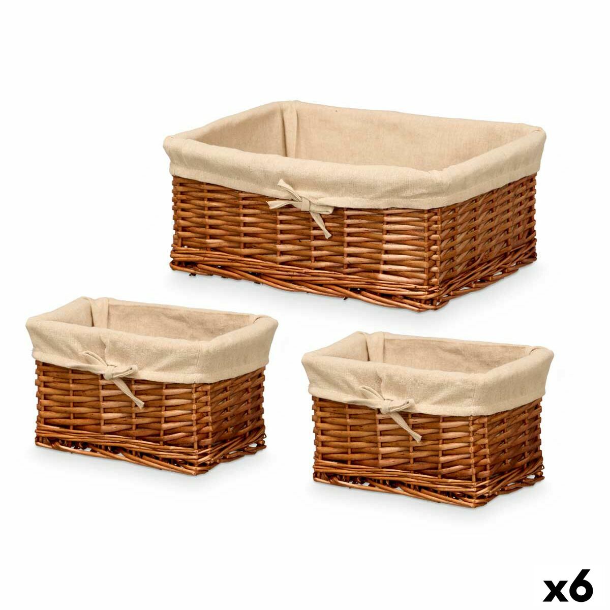 4899888270492 - Set of Baskets HX31449S 3 Polyester wicker Cloth 50 % cotton 39 x 16 x 30 cm 3 Pieces