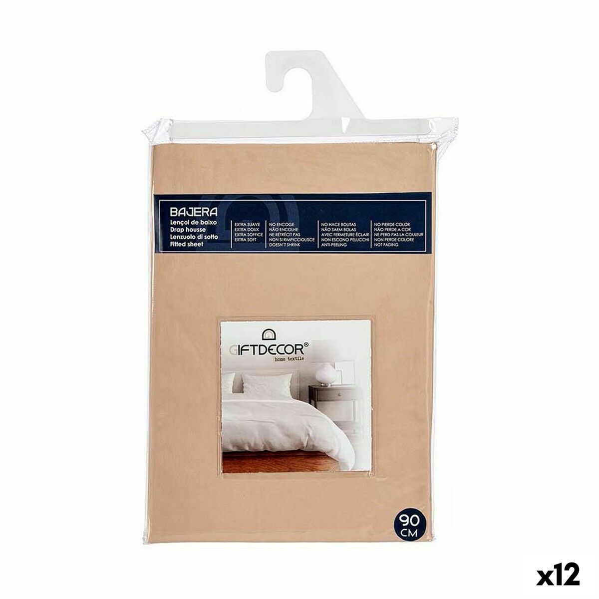 4899888533184 - Fitted sheet 90 cm Beige (12 Units)