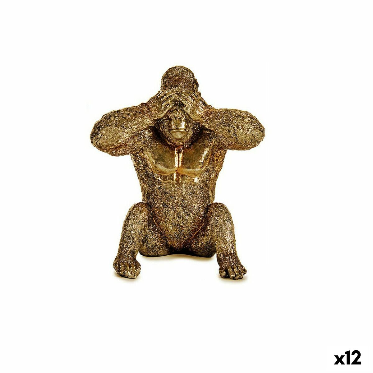 4899888540946 - Deko-Figur Gorilla Gold Harz (9 x 18 x 17 cm) (12 Stück)