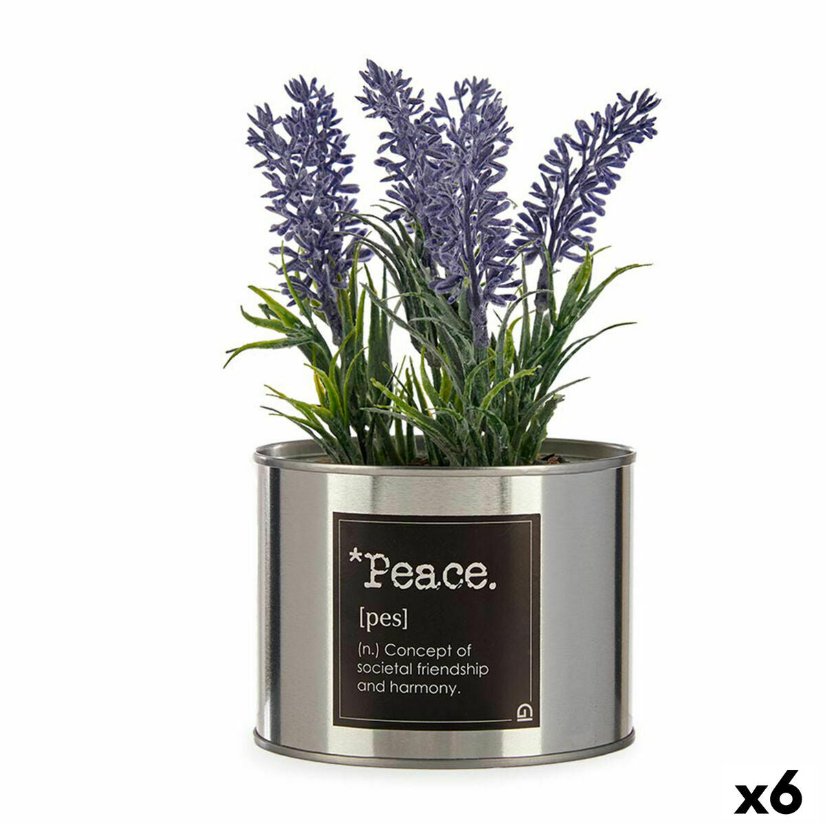 4899888545842 - Dekorationspflanze Metall Kunststoff Dose Lavendel 10 x 18 x 10 cm (6 Stück)
