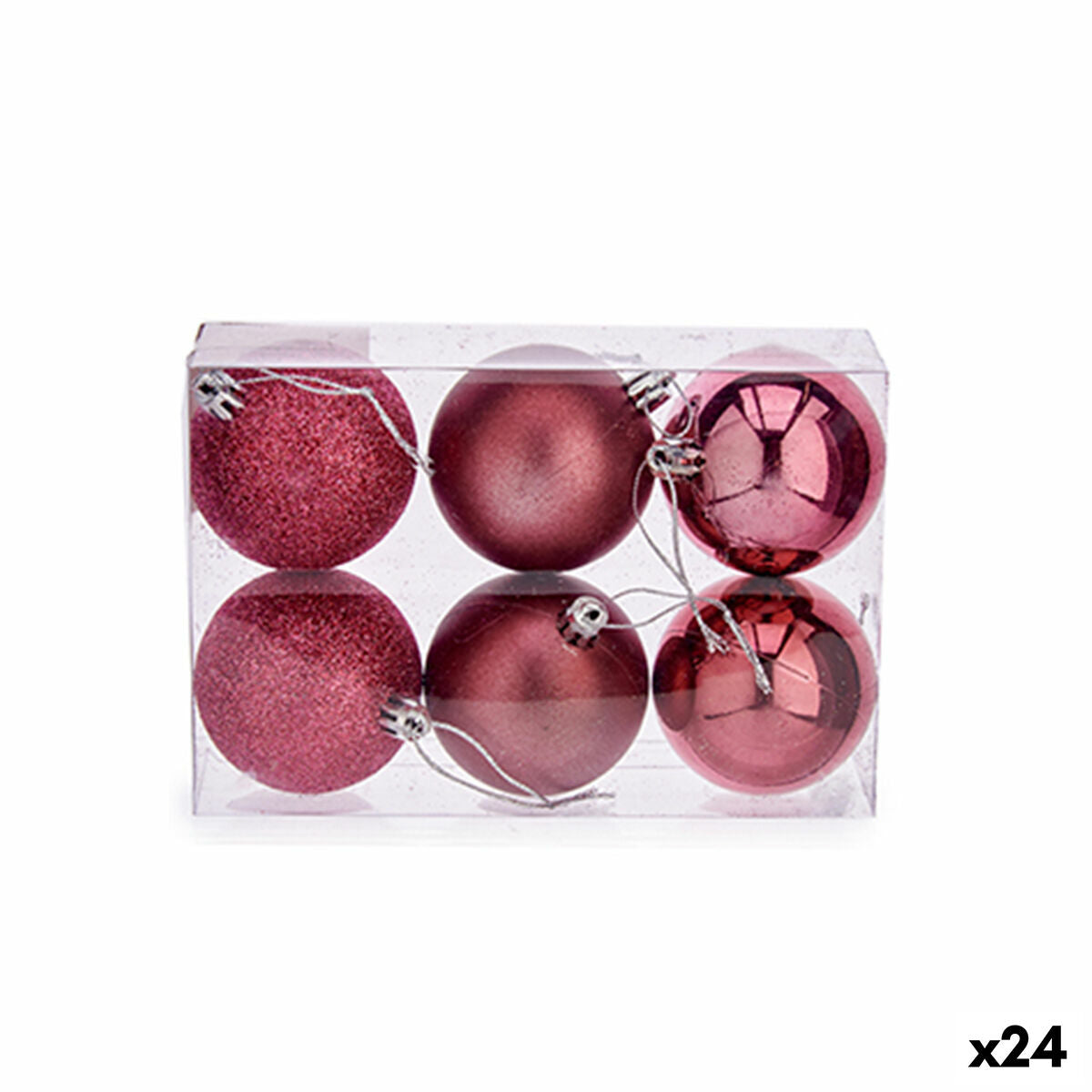 4899888565451 - Set of Christmas balls Pink PVC Ø 8 cm (24 Units)