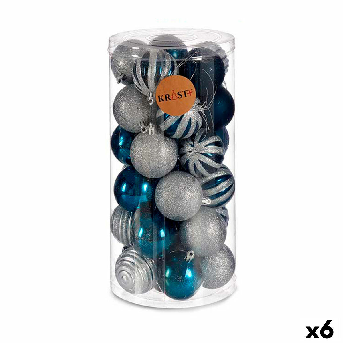 4899888579625 - Weihnachtskugeln-Set Blau Silberfarben Kunststoff Ø 6 cm (6 Stück) 4899888579625 - Weihnachtskugeln-Set Blau Silberfarben Kunststoff Ø 6 cm (6 Stück)
