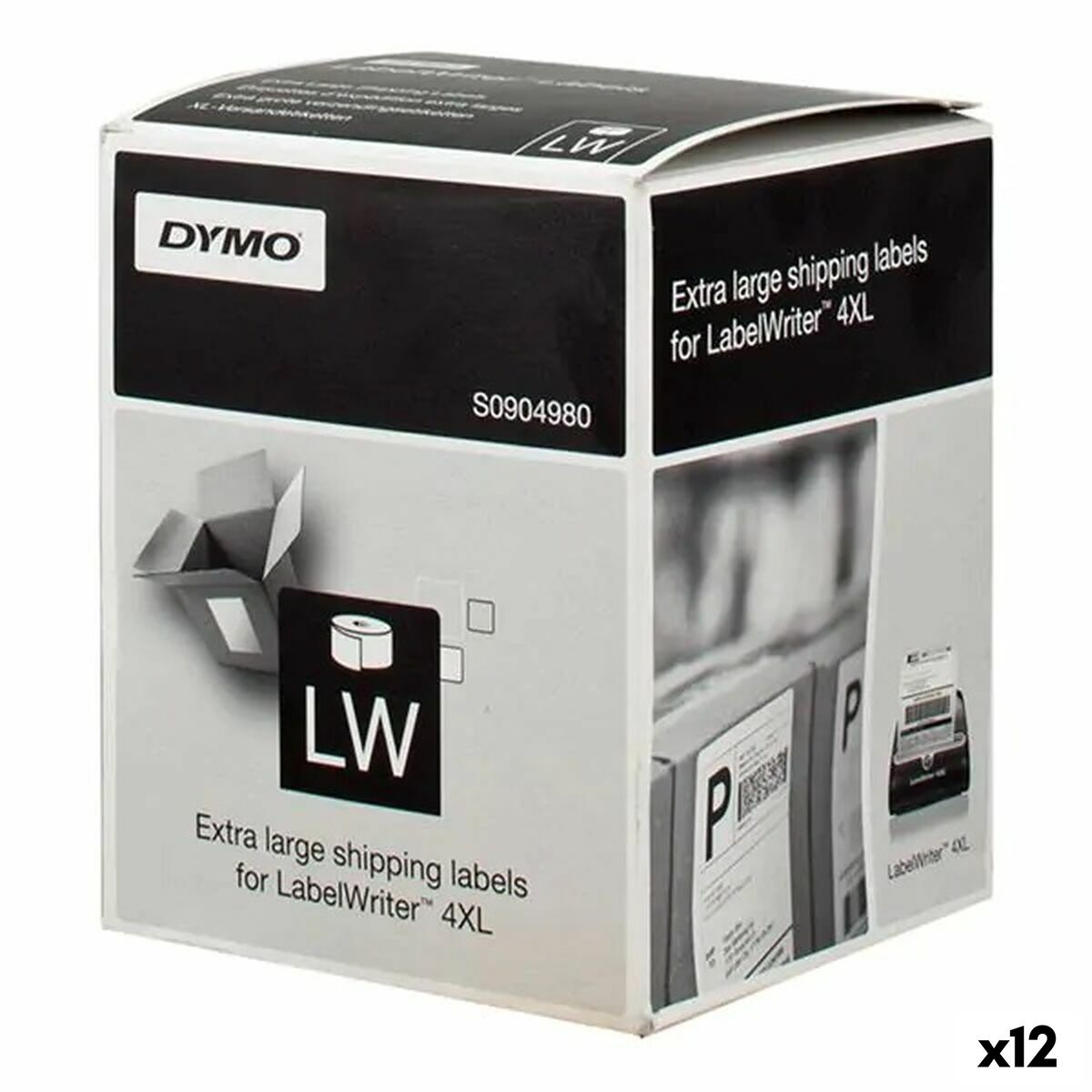 4899888588955 - Drucker-Etiketten LW 4XL Schwarz Weiß 104 x 159 mm (12 Stück)