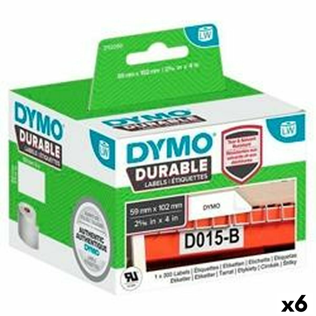 4899888594185 - Drucker-Etiketten Durable Weiß 102 x 59 mm Schwarz (6 Stück)