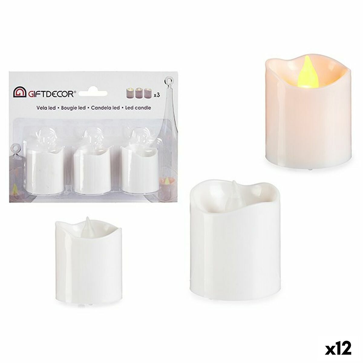 4899888599517 - Kerzen-Set 37 x 37 x 5 cm Weiß (12 Stück)