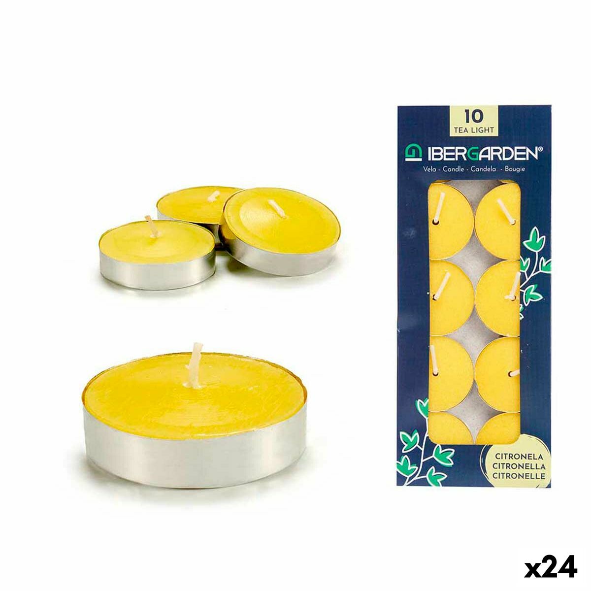 4899888603474 - Kerzen-Set HL-1010CIT Gelb Metall Wachs Zitronella (24 Stück)