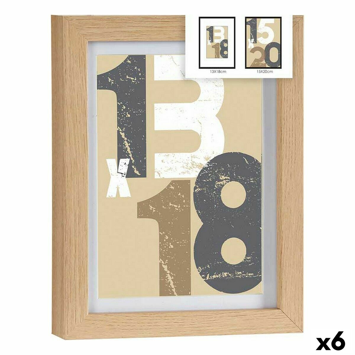 4899888603986 - Fotorahmen 18 x 23 x 25 cm natürlich Glas Holz MDF (6 Stück) 4899888603986 - Fotorahmen 18 x 23 x 25 cm natürlich Glas Holz MDF (6 Stück)