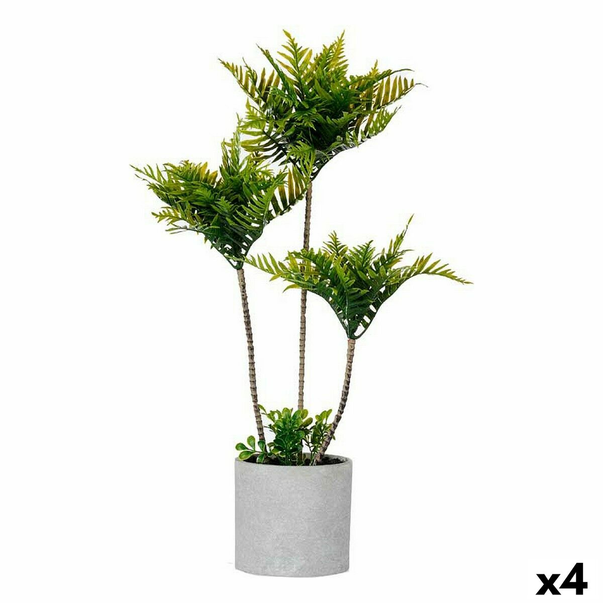 4899888605898 - Dekorationspflanze Palme 20 x 70 x 20 cm Grau Zement grün Kunststoff (4 Stück)