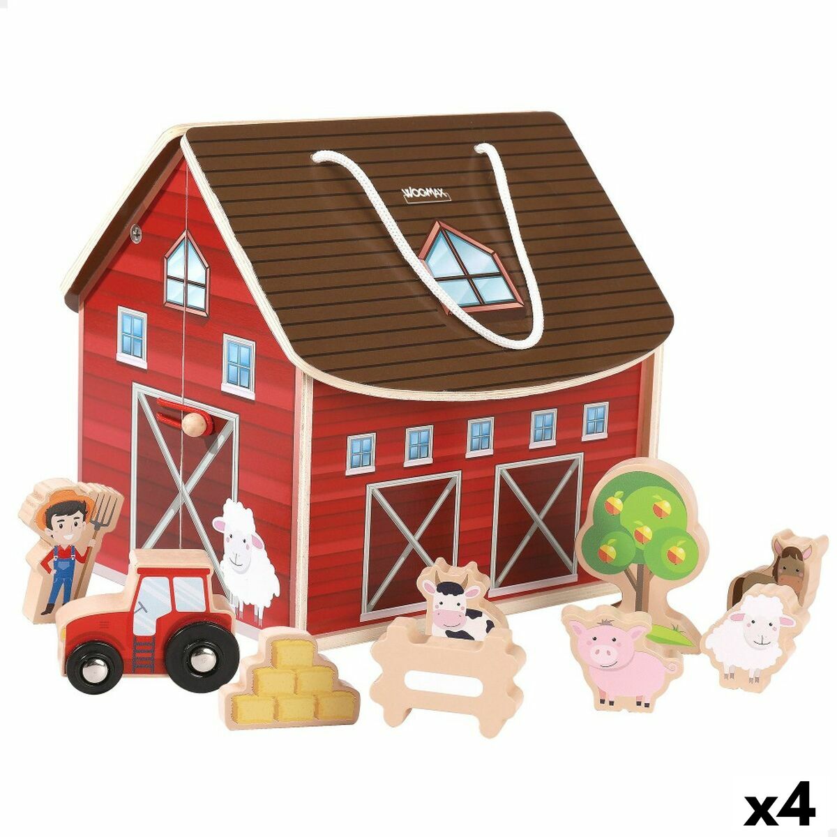 4899888608066 - Playset WOOMAX Farm 9 Stücke 4 Einheiten 19 x 18 x 19 cm