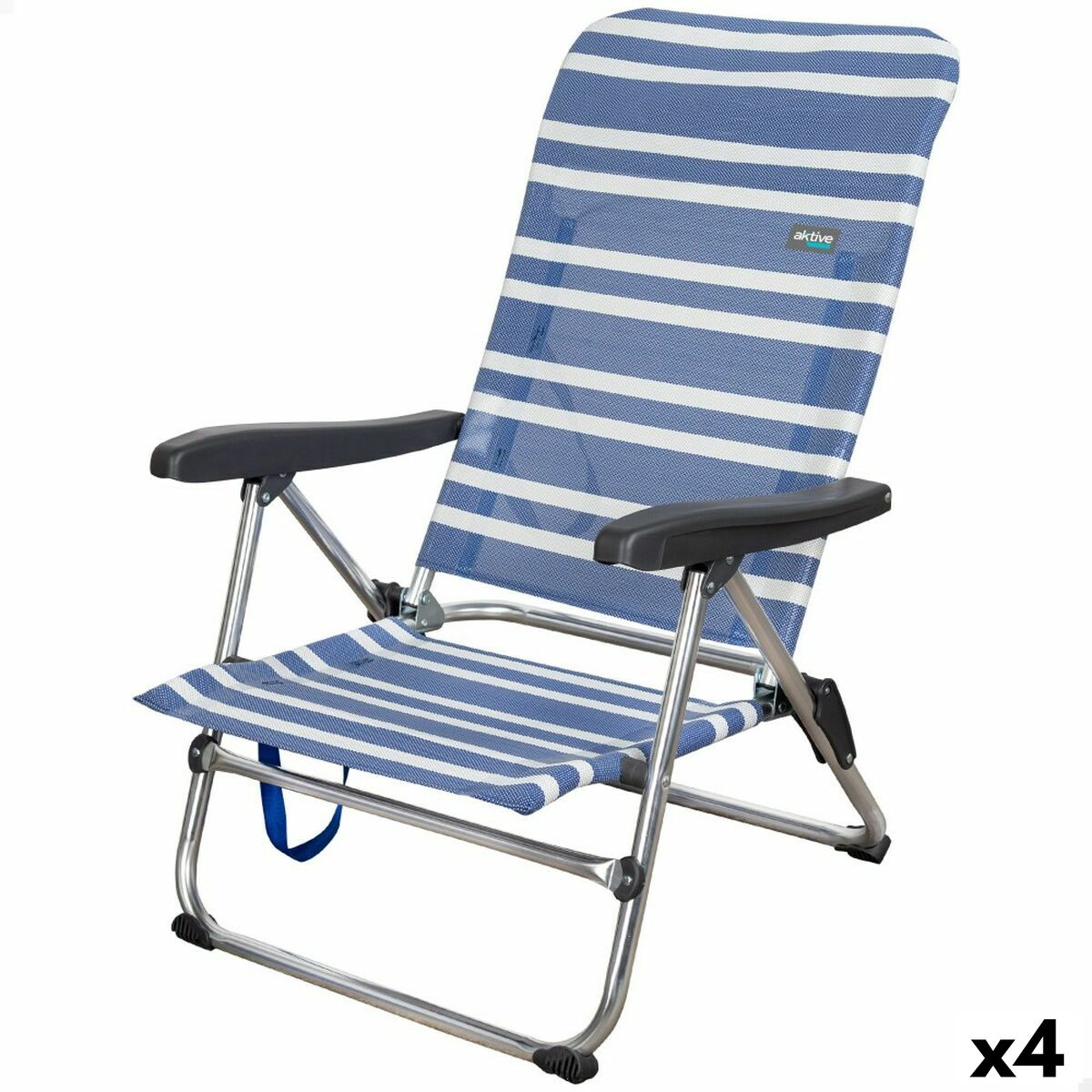 4899888612872 - Gepolsterte Campingstuhl Mykonos Gestreift 47 x 85 x 50 cm (4 Stück)